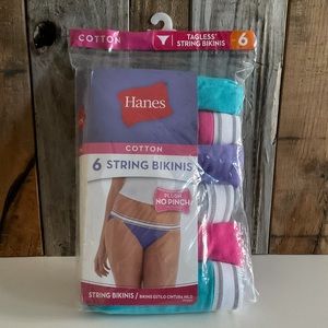 6 String cotton bikinis HANES Rare-100%Women cotton underwear.
